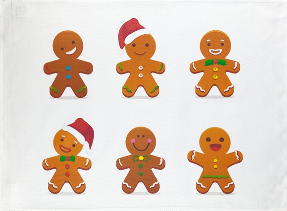 The Festive Gingerbread Men large cotton tea towel