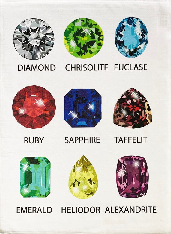 Precious Stone Guide Large Cotton Tea Towel