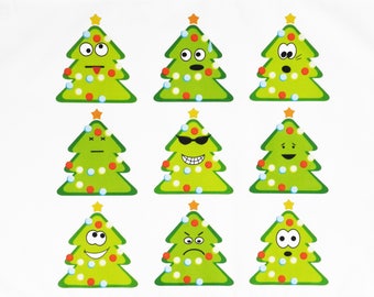 The Festive Emoji Christmas Trees Large Cotton Tea Towel