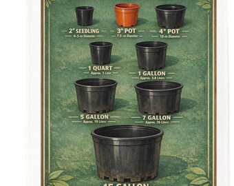 Plant Pot Sizes cotton tea towel