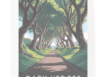 The Dark Hedges, NI Tea Towel – 100% Cotton, White, 65 x 47 cm