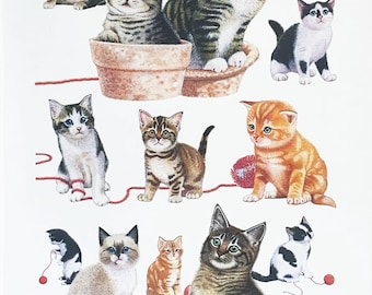 The Playful Kittens Large Cotton Tea Towel