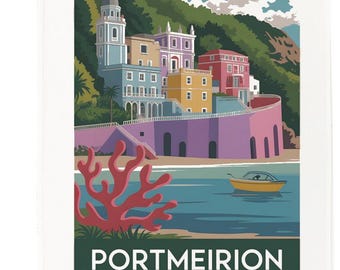 Portmerrion, Wales Tea Towel – 100% Cotton, White, 65 x 47 cm