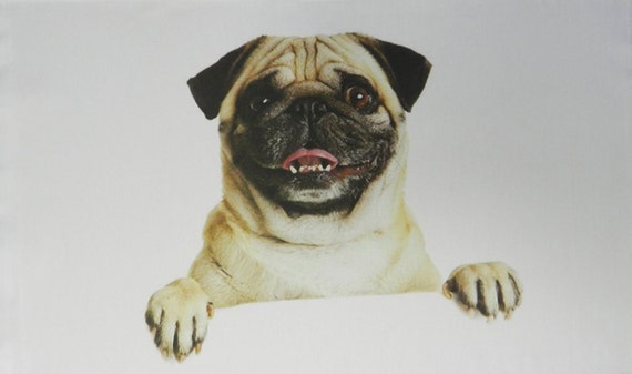Pug Dog Large Cotton Tea Towel