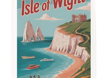 Isle of Wight Tea Towel – 100% Cotton, White, 65 x 47 cm