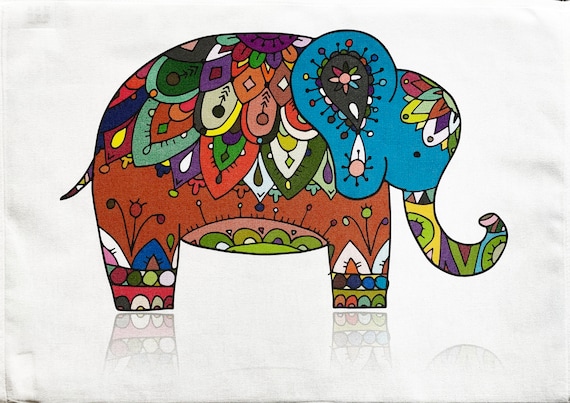 The Colourful Elephant - Large Cotton Tea Towel
