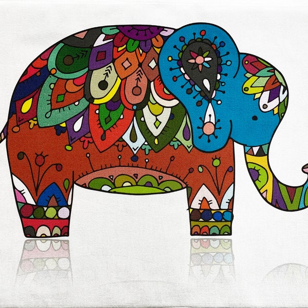 The Colourful Elephant - Large Cotton Tea Towel