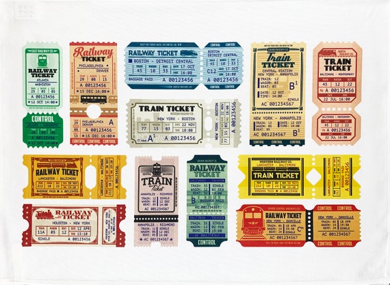 Ticket to Ride large cotton tea towel