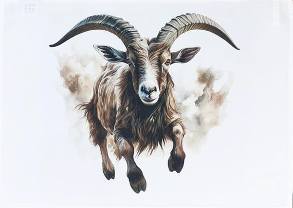 The Jumping Goat Large Cotton Tea Towel
