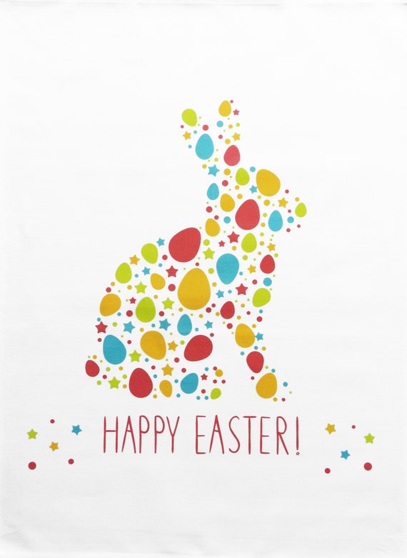 Happy Easter - Easter Bunny Large Cotton Tea Towel
