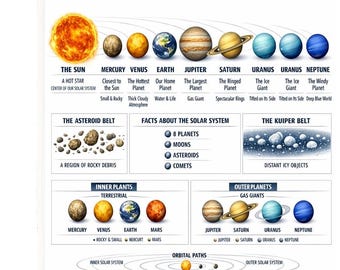 Solar System Planets Cotton Tea Towel – Educational Space Chart Kitchen Decor
