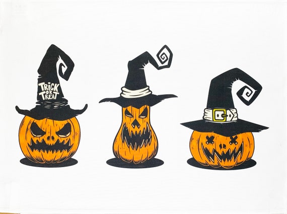 The Pumpkin Witches large cotton tea towel