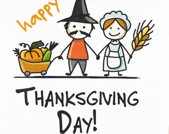 Happy Thanksgiving Day Large Cotton Tea Towel
