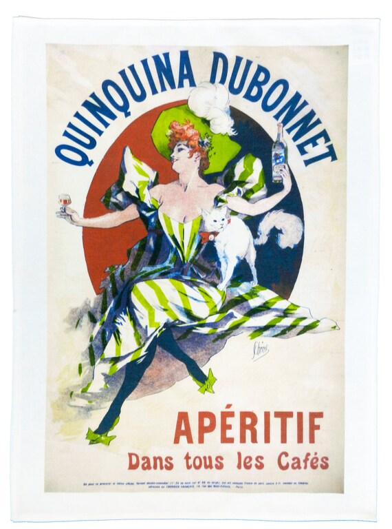 Dubonnet - Retro Style Poster Large Cotton Tea Towel