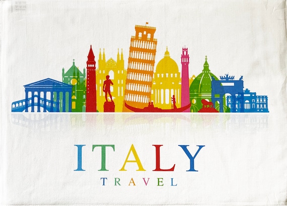 Colourful Travel Italy - Large Cotton Tea Towel