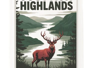 Scottish Highlands large cotton tea towel 100% Cotton, White, 65 x 47 cm