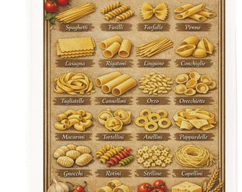 Types of Pasta Cotton Tea Towel - assorted designs