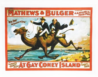At Gay Coney Island- Retro Style Theatre Poster Style Large Cotton Tea Towel