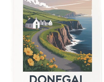 Donegal Ireland Scenic Tea Towel – 100% Cotton, White, 65 x 47 cm