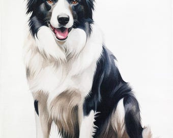 The Border Collie large cotton tea towel
