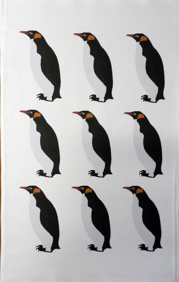 Emperor Penguin Repeat Design Large Cotton Tea Towel