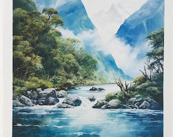 Milford Sound large cotton tea towel