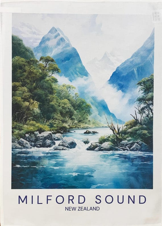 Milford Sound large cotton tea towel