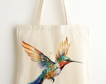 Cotton Tote Bag with a Hummingbird Design, 38 x 43 cm, choice of assorted designs