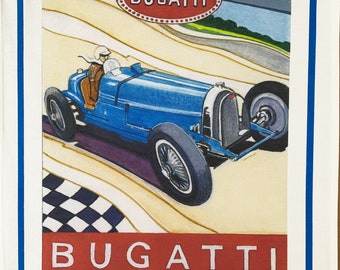 Brooklands Winner 1933- Bugatti Vintage Style Large Cotton Tea Towel