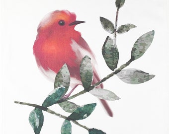 The Winter Robin Large Cotton Tea Towel