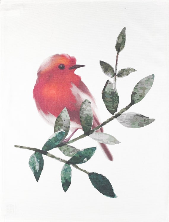 The Winter Robin Large Cotton Tea Towel