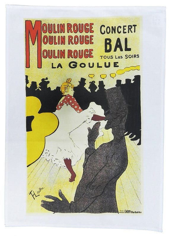 Moulin Rouge - Retro Style Advertising Poster Large Cotton Tea Towel
