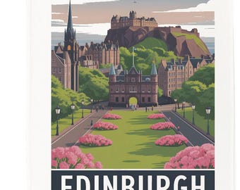 City of Edinburgh Tea Towel – 100% Cotton, White, 65 x 47 cm