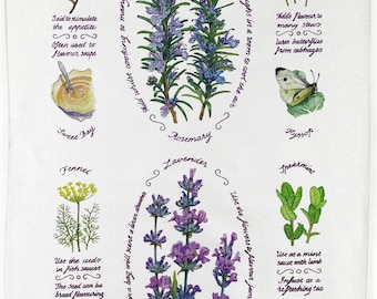 The Usefulness of Herbs Large Cotton Tea Towel