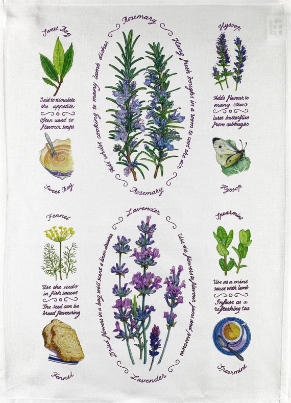 The Usefulness of Herbs Large Cotton Tea Towel
