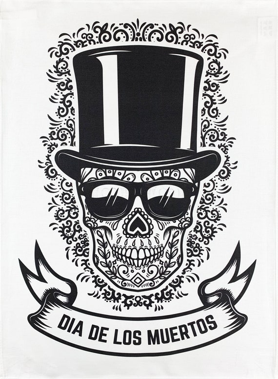 Day of the Dead (Dia De Los Muertos) large cotton tea towel