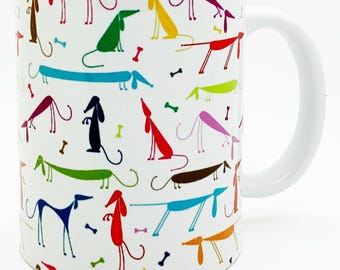 Colourful Dogs with Bones Mug