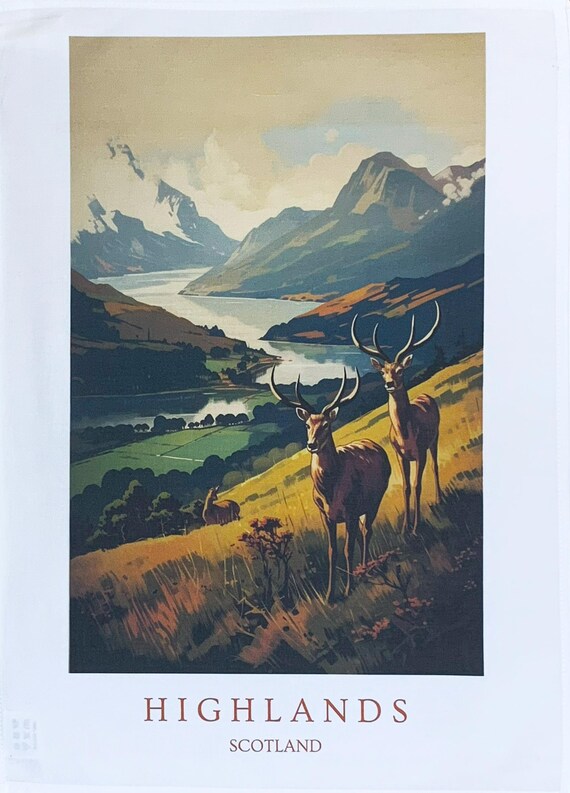 The Scottish Highlands Large Cotton Tea Towel