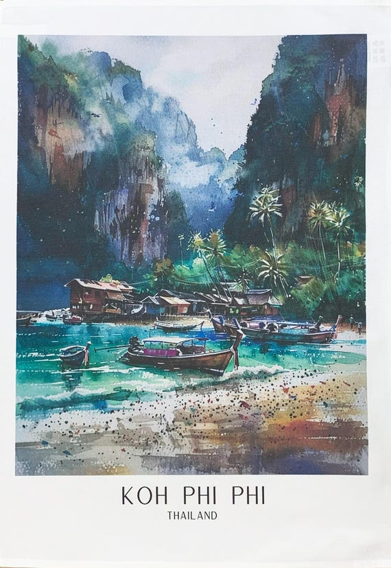 Koi Phi Phi large cotton tea towel