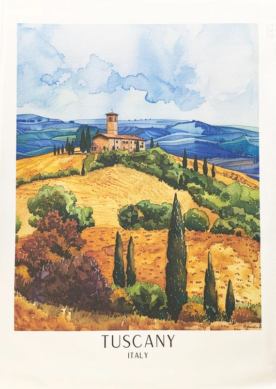 The Countryside of Tuscany large cotton tea towel