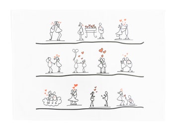 Feel the Love - Happy Couples in Love Large Cotton Tea Towel
