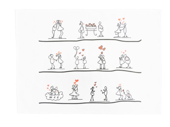 Feel the Love - Happy Couples in Love Large Cotton Tea Towel