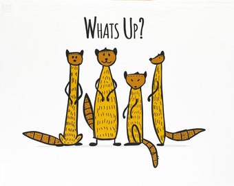 What's up? Ask the Mob of Meerkats - Large Cotton Tea Towel