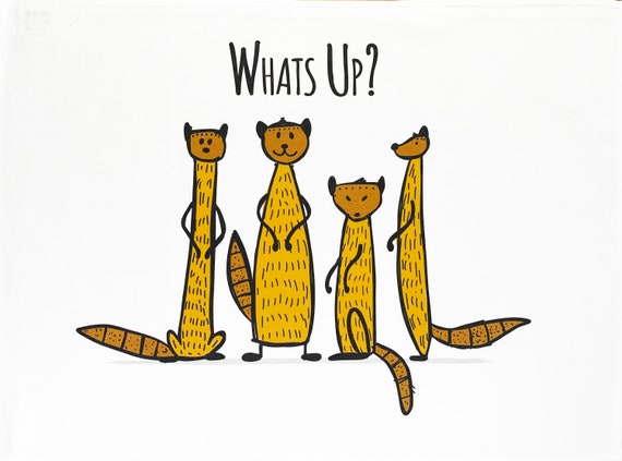 What's up? Ask the Mob of Meerkats - Large Cotton Tea Towel