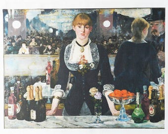 Bar at the Folies-Bergère Manet - Large Cotton Tea Towel