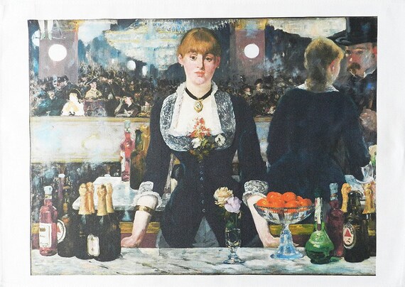 Bar at the Folies-Bergère Manet - Large Cotton Tea Towel