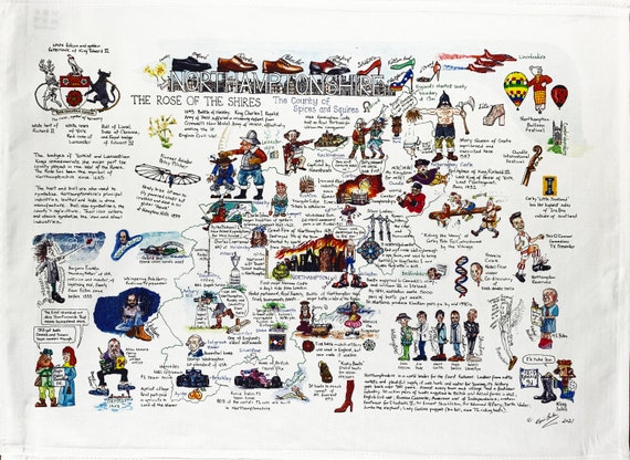 Guide to Northamptonshire - Large Cotton Tea Towel