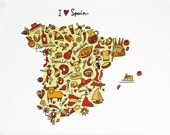 I Love Spain - Large Cotton Tea Towel