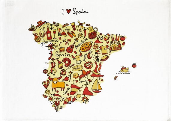I Love Spain - Large Cotton Tea Towel