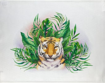 The Tiger Head large cotton tea towel